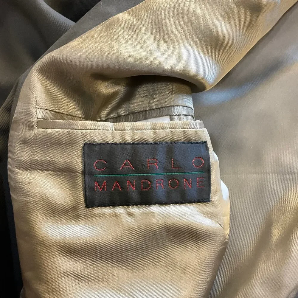 Carlo Mandrone 40R Double Breasted Pure Virgin Wool Blazer Brown Canada